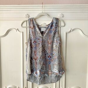 Anthropologie Velvet Embroidered Tank